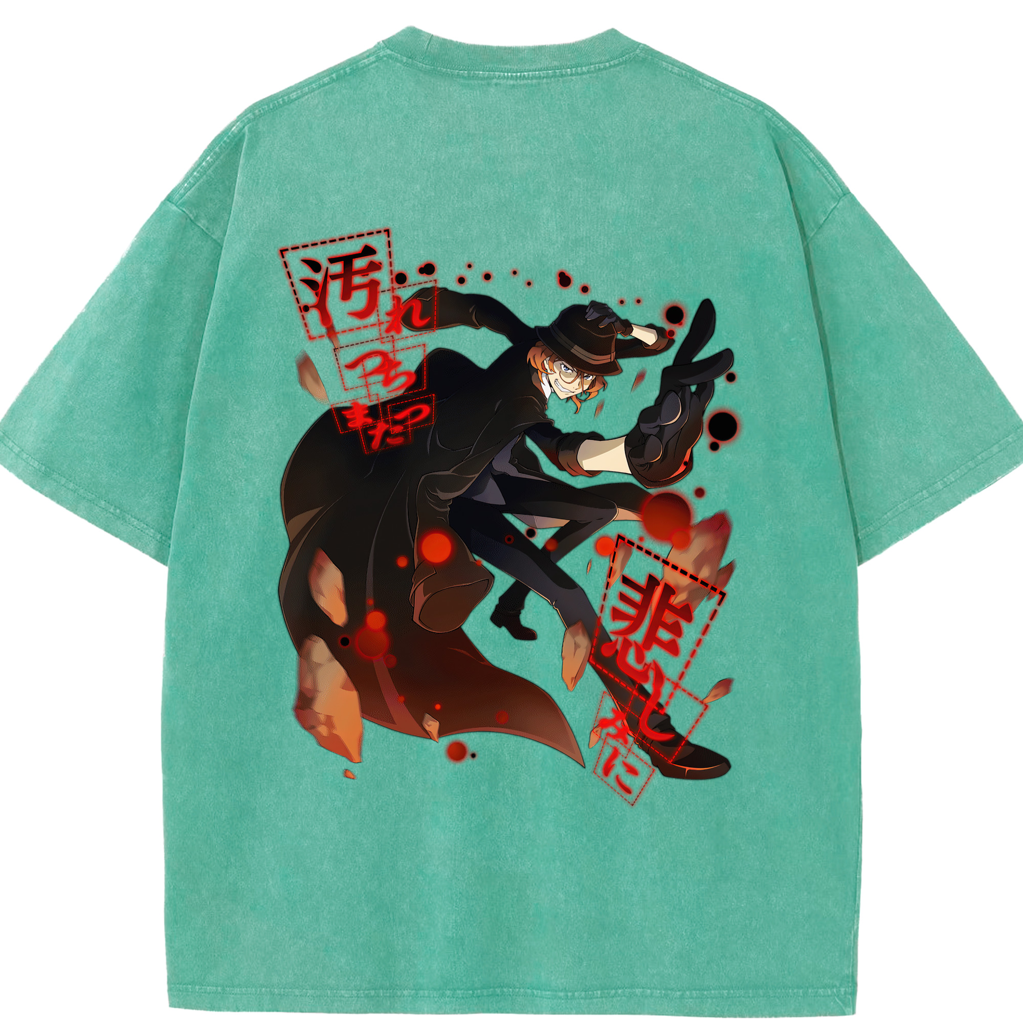 （画像用） 文豪ストレイドッグス Bungo Stray Dogs 綿100% ヴィンテージ風 半袖Tシャツ（背面プリント）